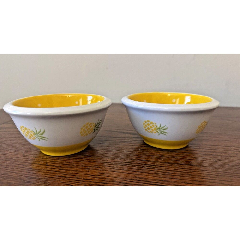 Terramoto Ceramic Pineapple Polka Dots Snack Bowl Set of 2